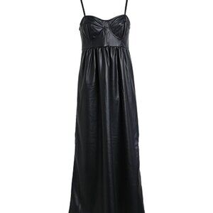 Topshop Vegan Leather Maxi Dress Black NEW 12